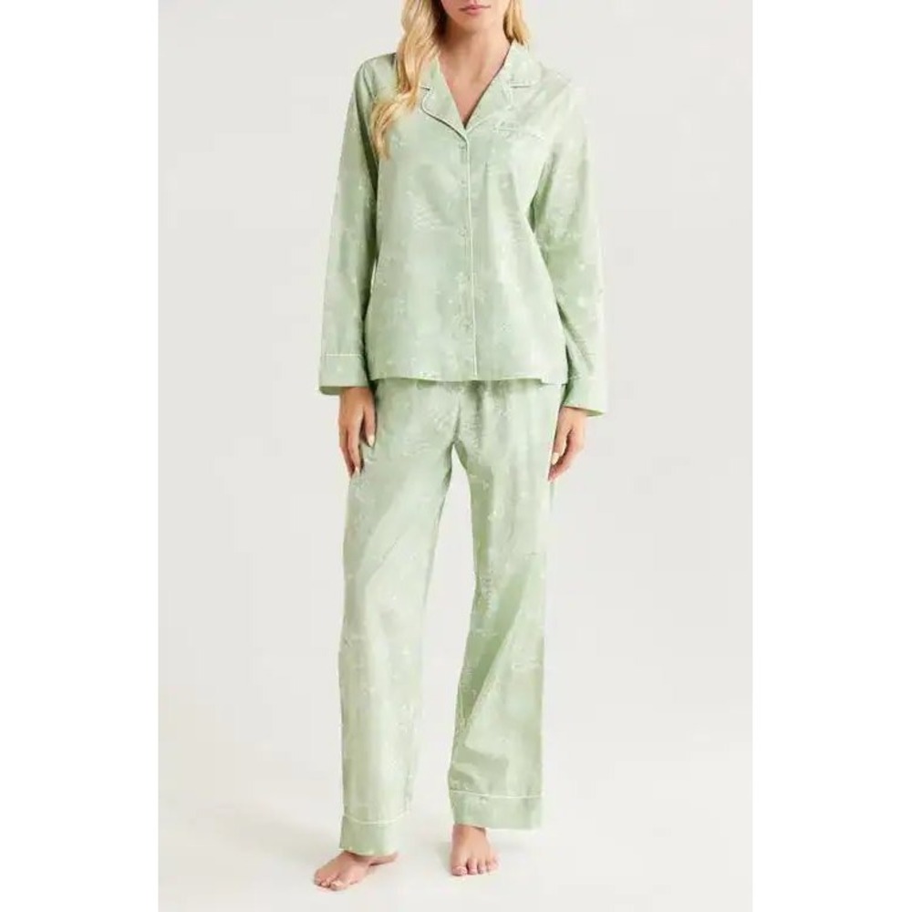 NWT Nordstrom Pajama Set Women Medium Large Floral 100% Cotton Button Front